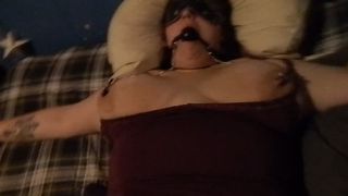 amateur tied up and gagged bbw gets toyed and fucked with messy facial